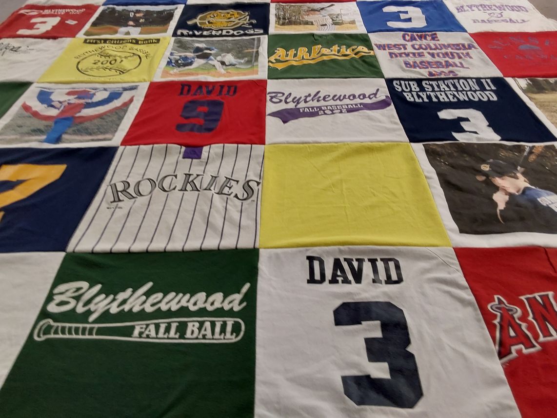 T-shirt quilt with baseball themes by Denise from SC