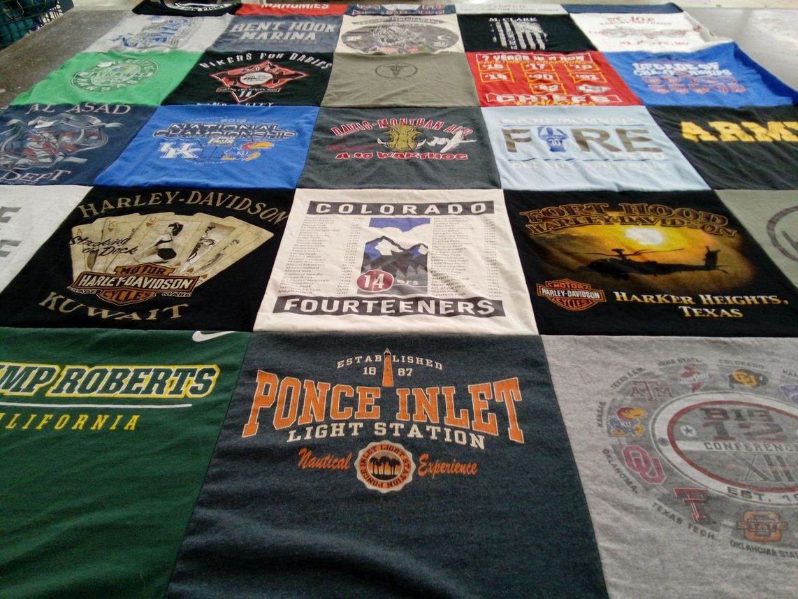 T-shirt quilt featuring university of kentucky wildcats, university of kansas jayhawks by Becky from KS