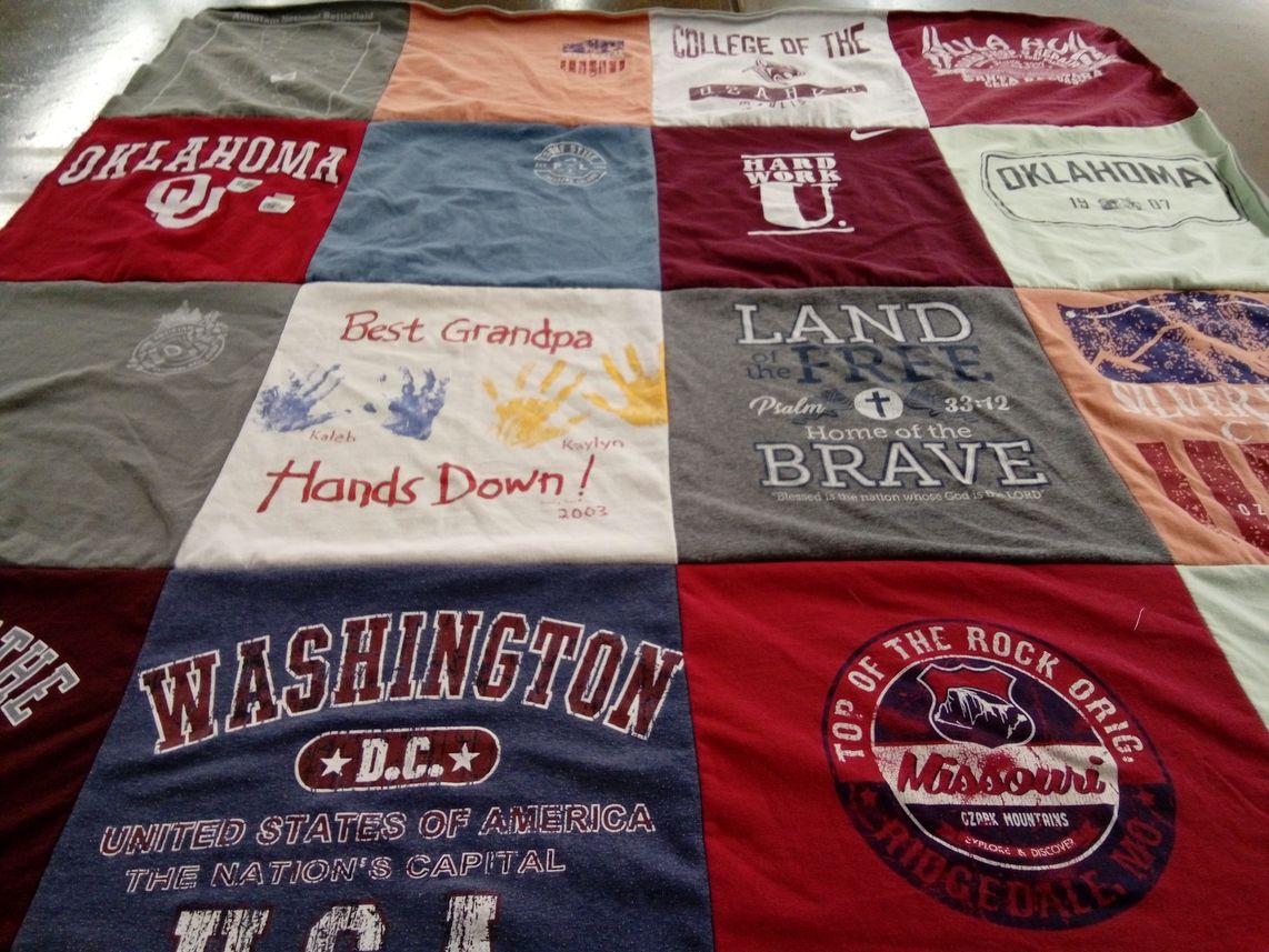 T-shirt quilt from university of oklahoma by Barbara from OK