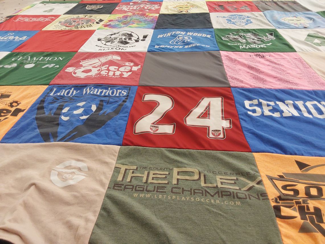 T-shirt quilt featuring lady warriors, clinton woods by Leila from OH