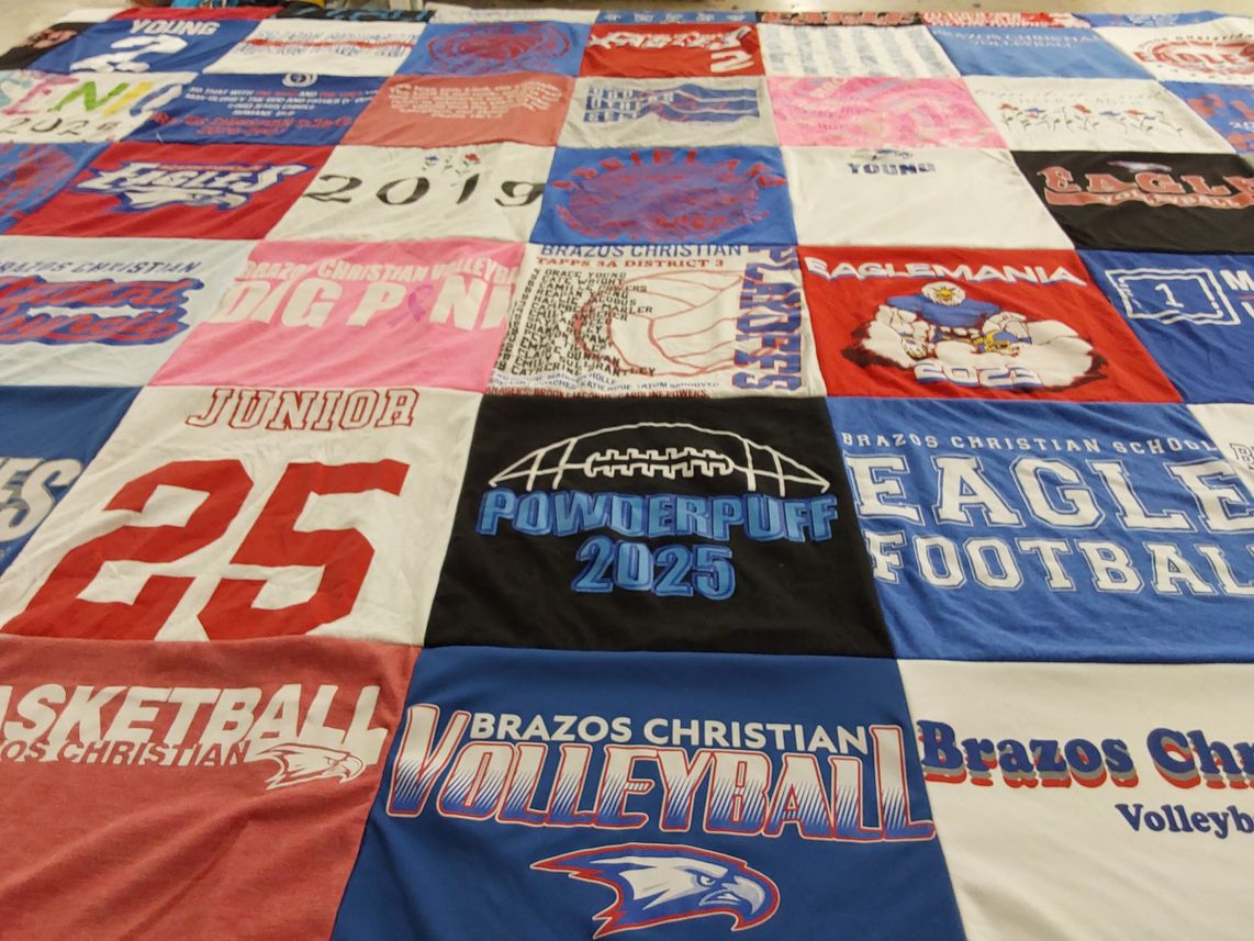 T-shirt quilt featuring brazos christian eagles by Risa from TX