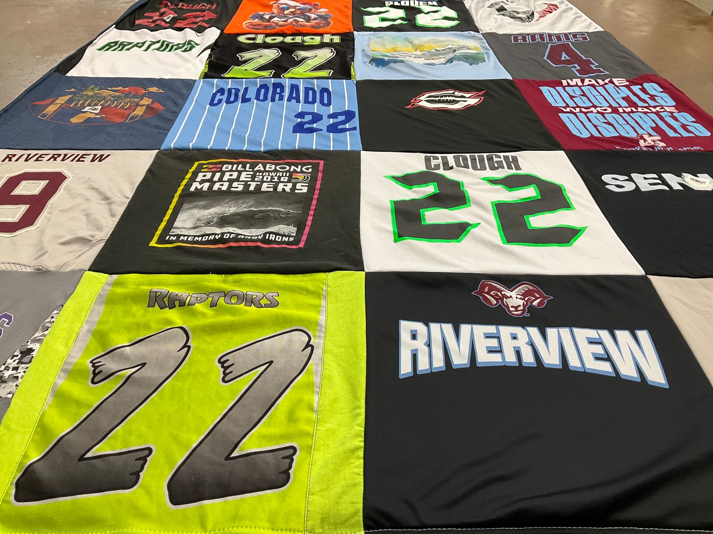 T-shirt quilt featuring raptors by Shannon from FL