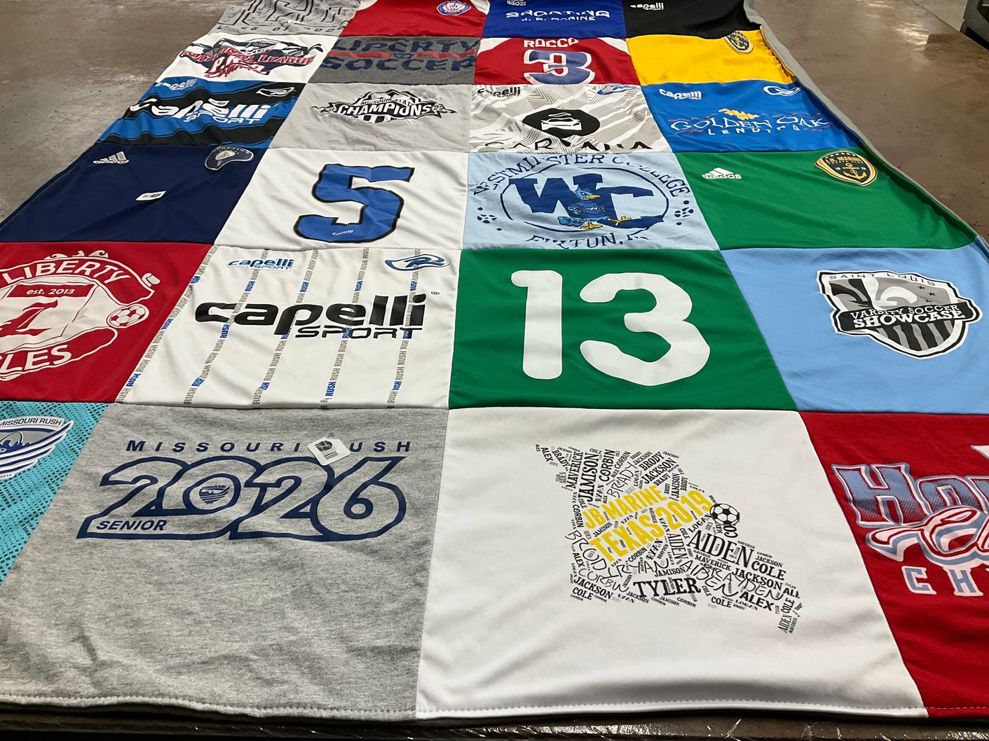 T-shirt quilt featuring missouri rush by Leah from MO