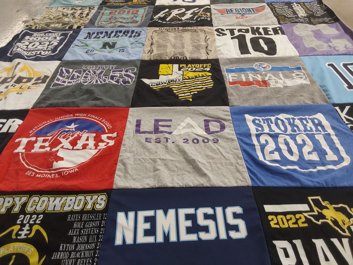 T-shirt quilt featuring canyon eagles by Leslie from TX