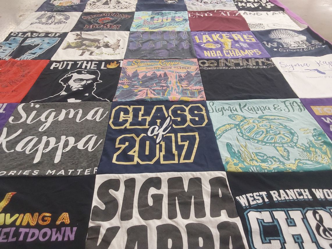 T-shirt quilt from university of texas by Zalen from CA