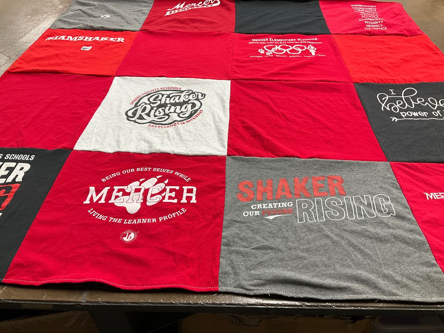 T-shirt quilt from mercer elementary school, shaker heights schools by Robyn from OH