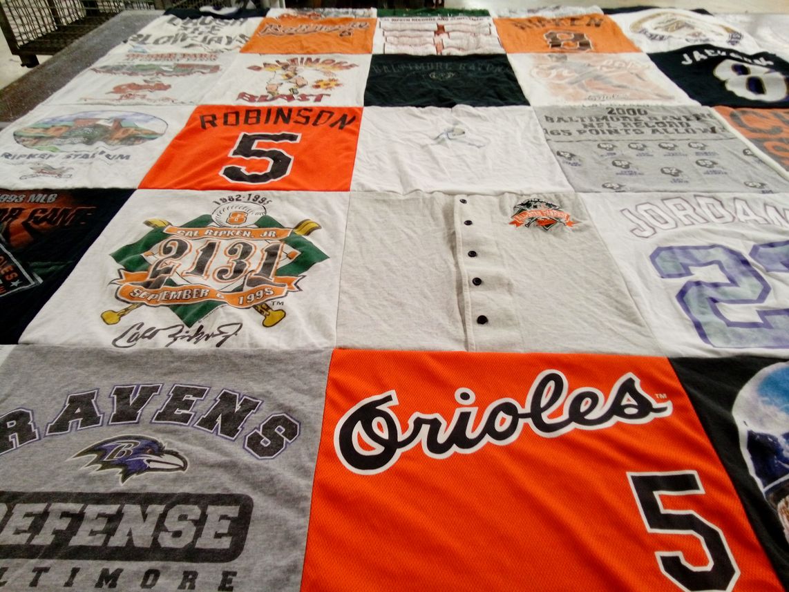 T-shirt quilt featuring baltimore orioles, baltimore ravens by Craig from MD