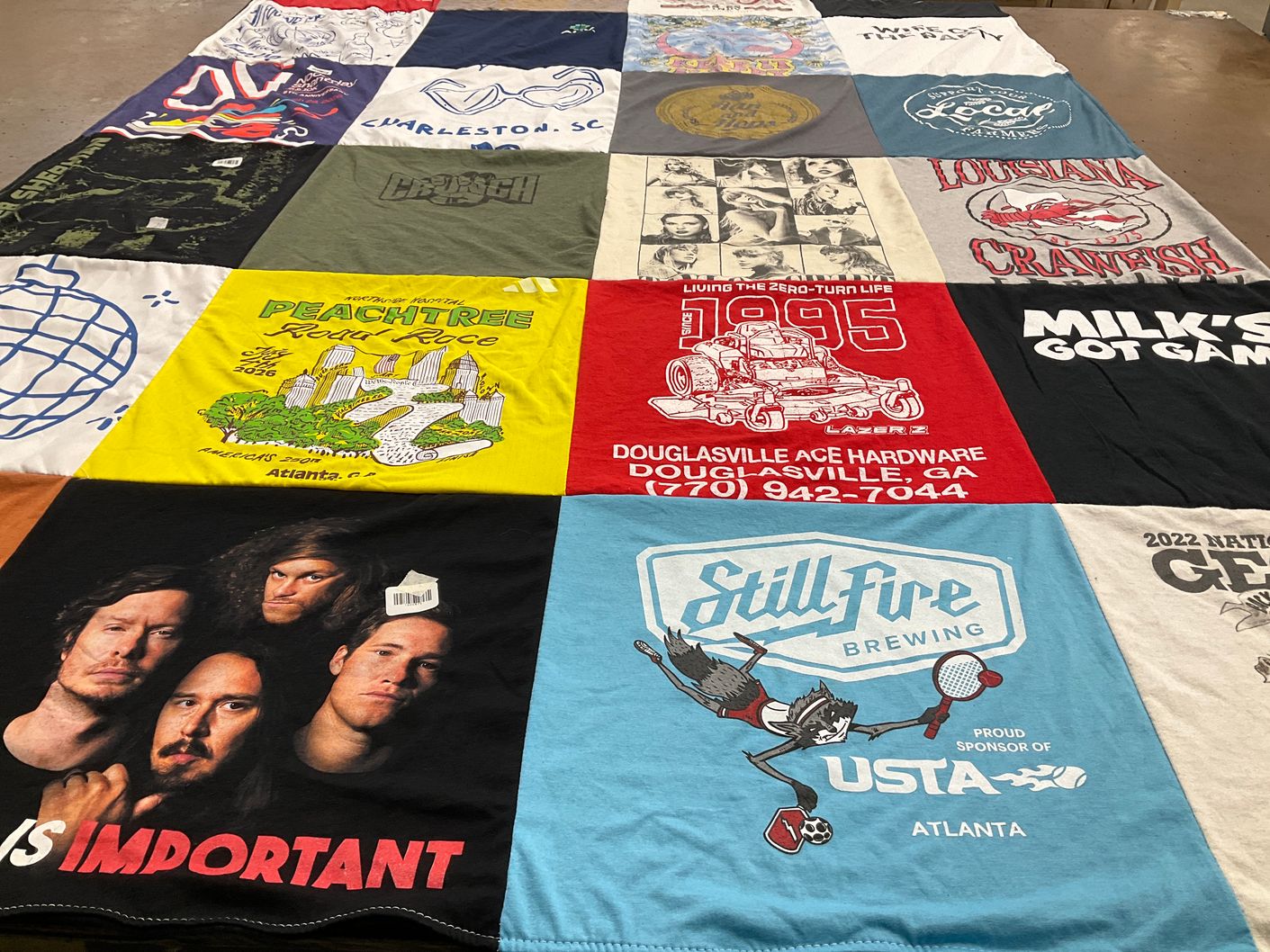 T-shirt quilt with brewing, sports themes by Jenna from GA
