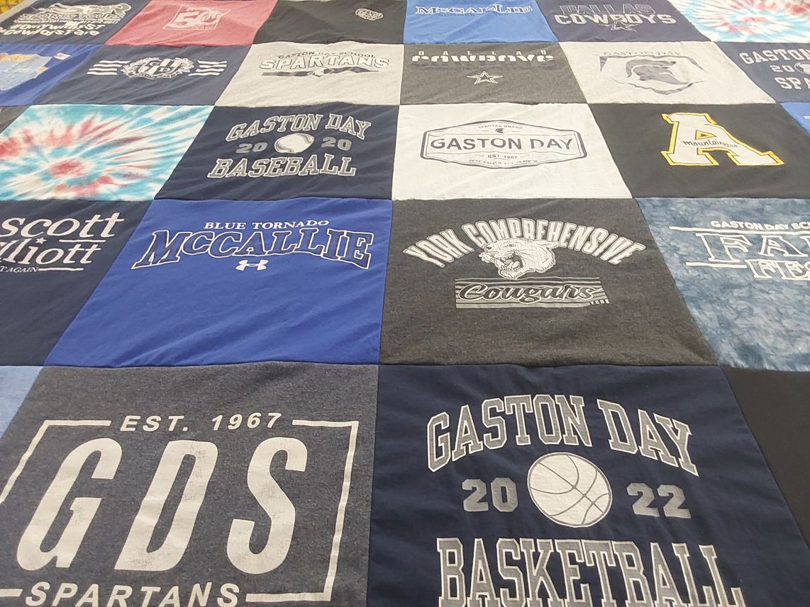 T-shirt quilt featuring gaston day spartans, mccallie blue tornado by Mike from SC