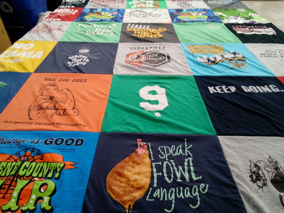 T-shirt quilt from cedarville university by Danielle from OH