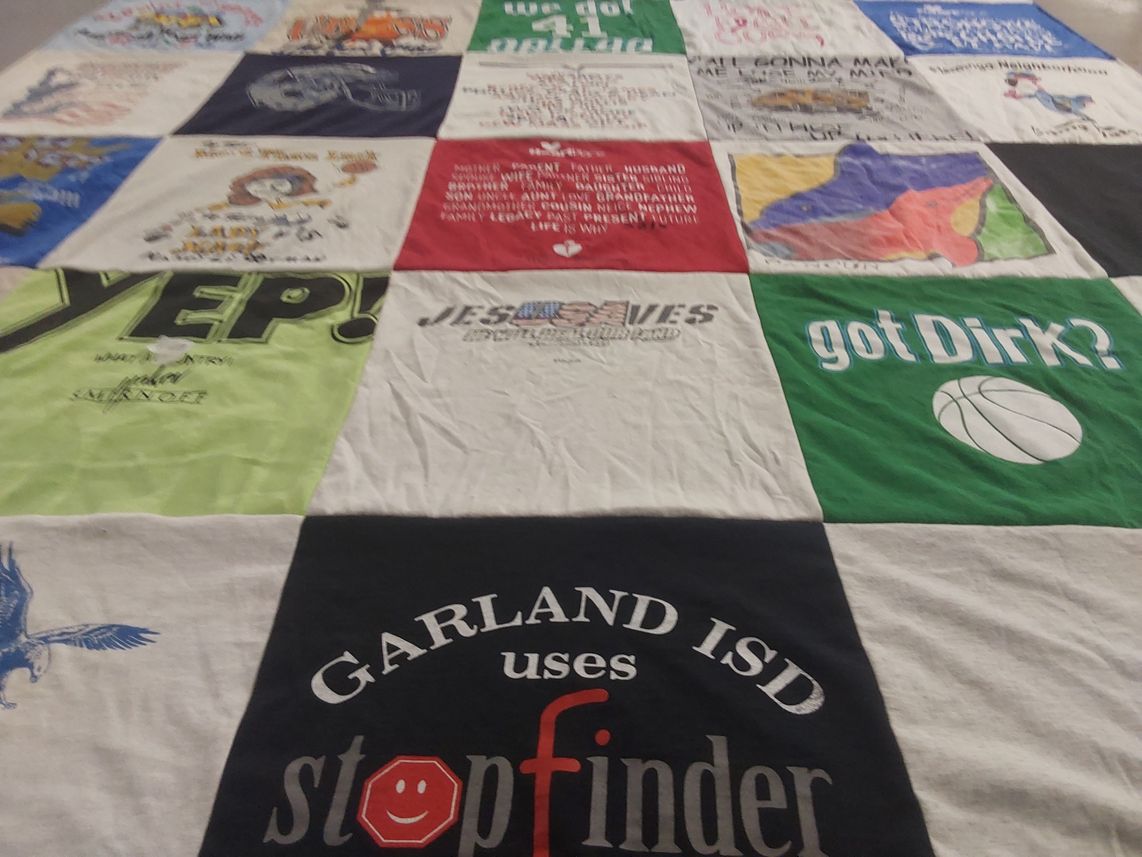 T-shirt quilt with basketball themes by Sonya from TX