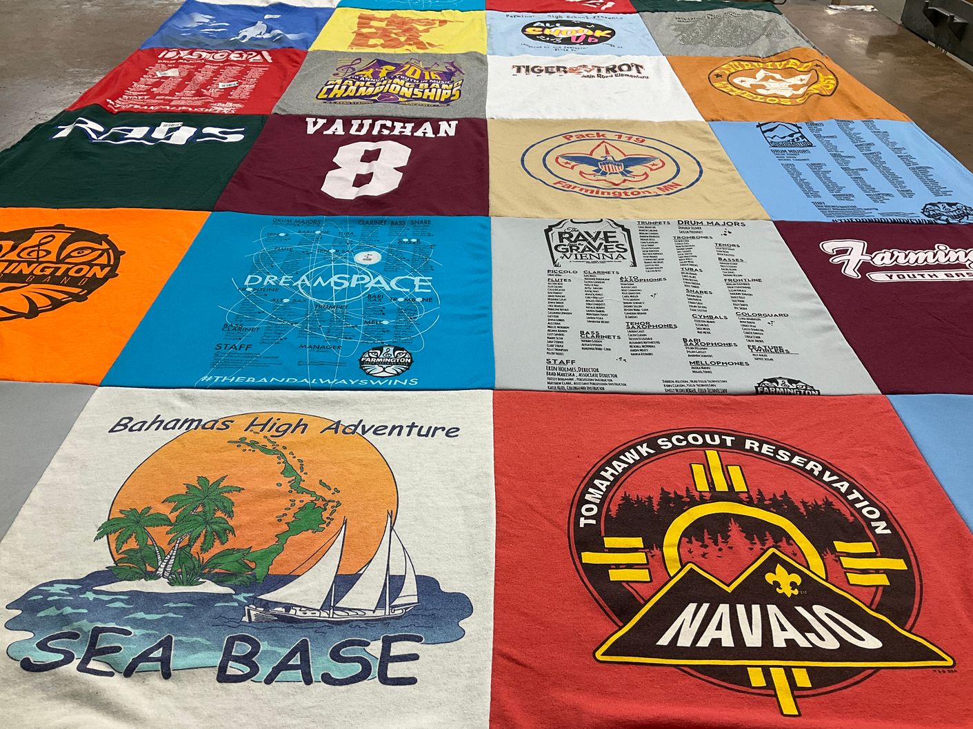 T-shirt quilt from farmington high school by Char from FL