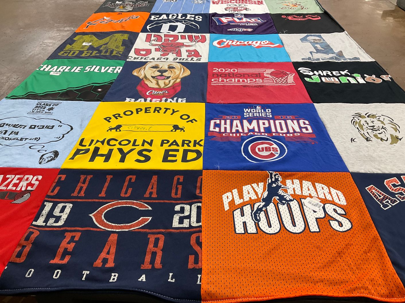 T-shirt quilt featuring chicago bears, chicago cubs by julie from IL