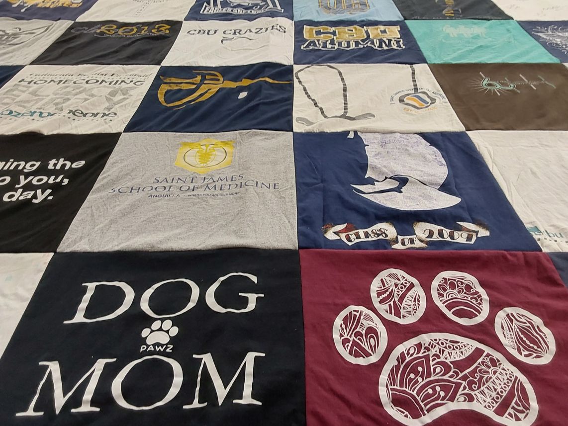 T-shirt quilt from saint james school of medicine by Eva from CA