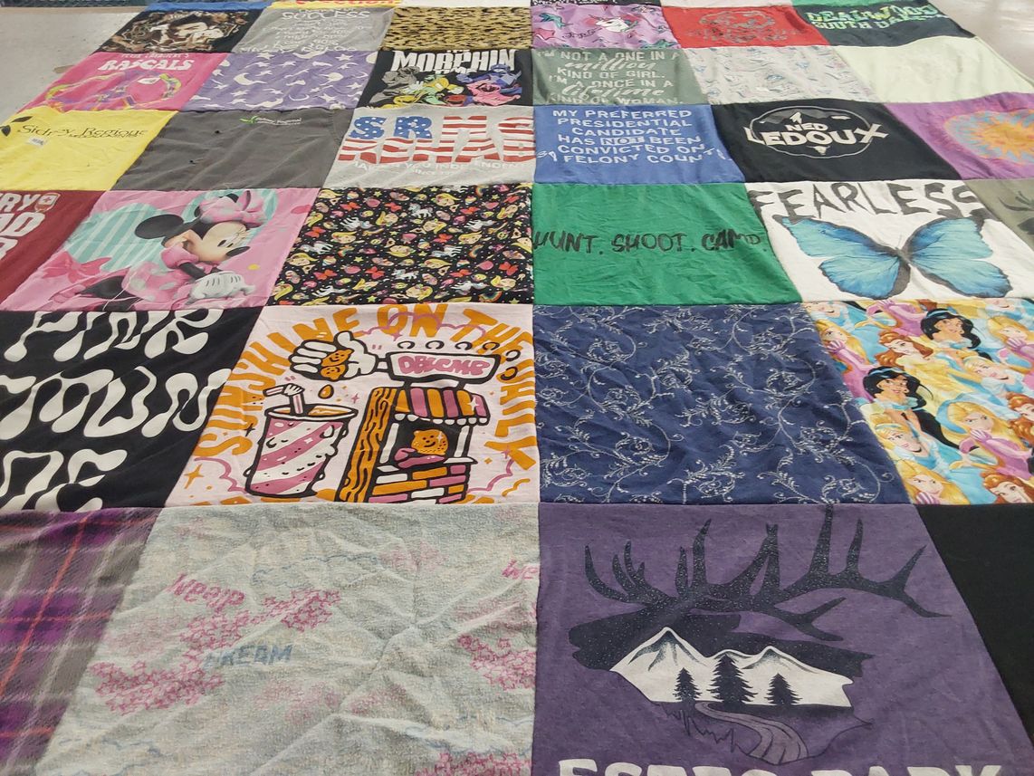 T-shirt quilt with hunting, disney themes by ANGELIA from NE