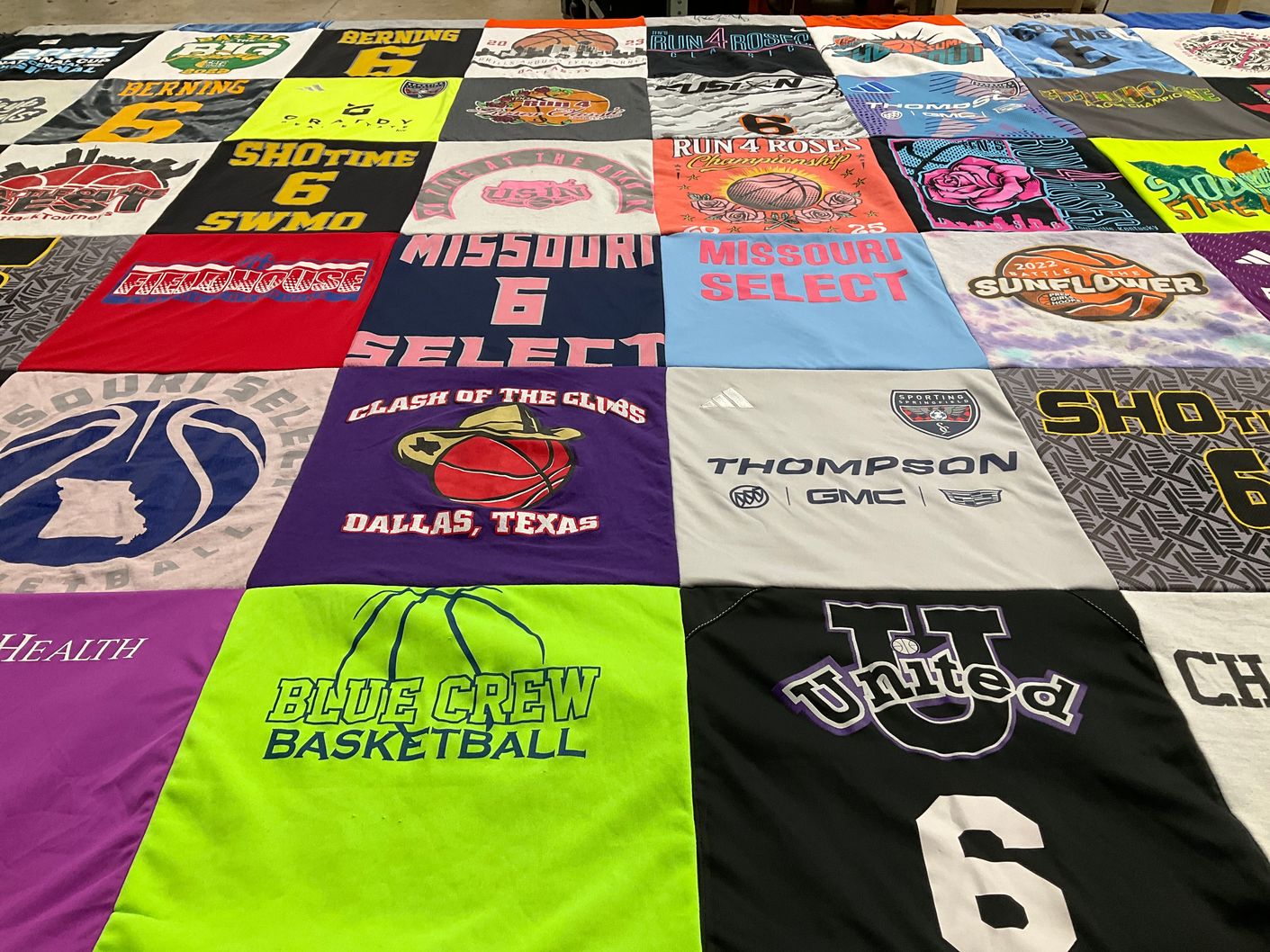 T-shirt quilt with basketball themes by Carissa from MO