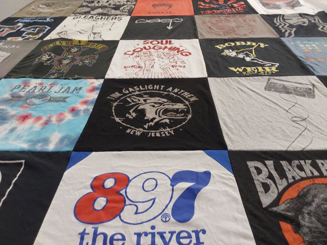 T-shirt quilt with music, bands themes by LLOYD from NE