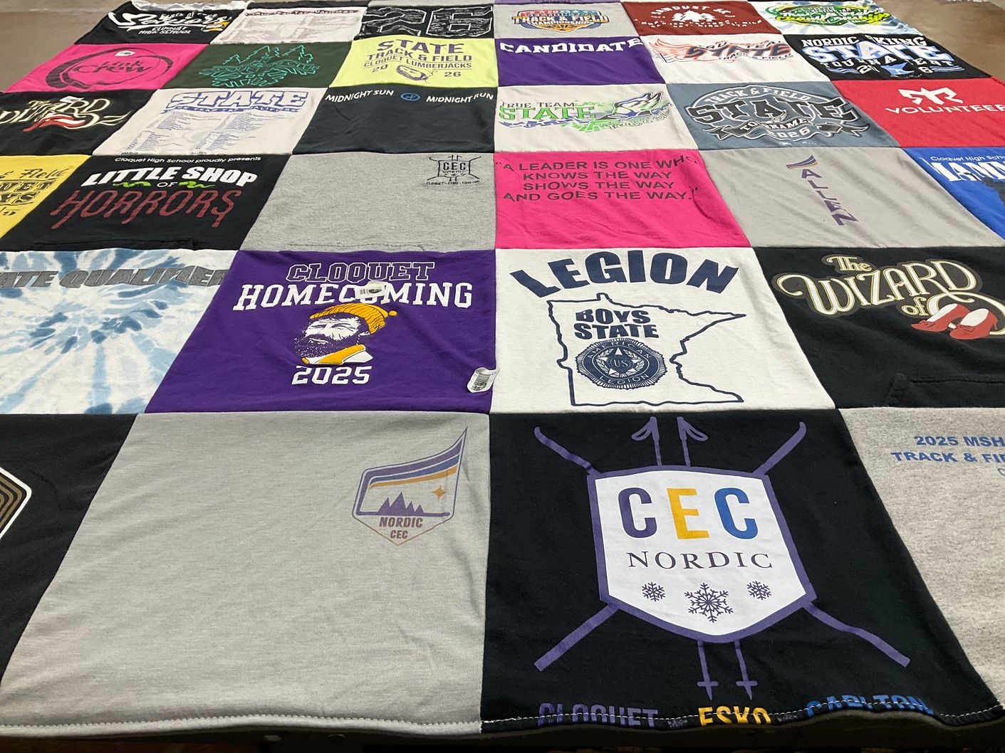 T-shirt quilt featuring cec nordic, cloquet track and field by Chandra from MN