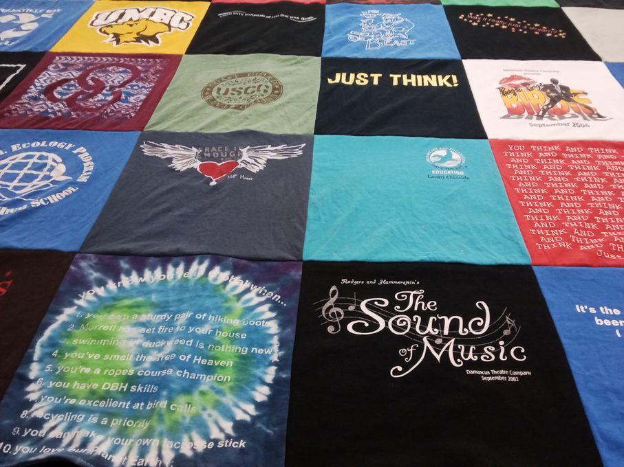T-shirt quilt from university of maryland, baltimore county by Julia from MN