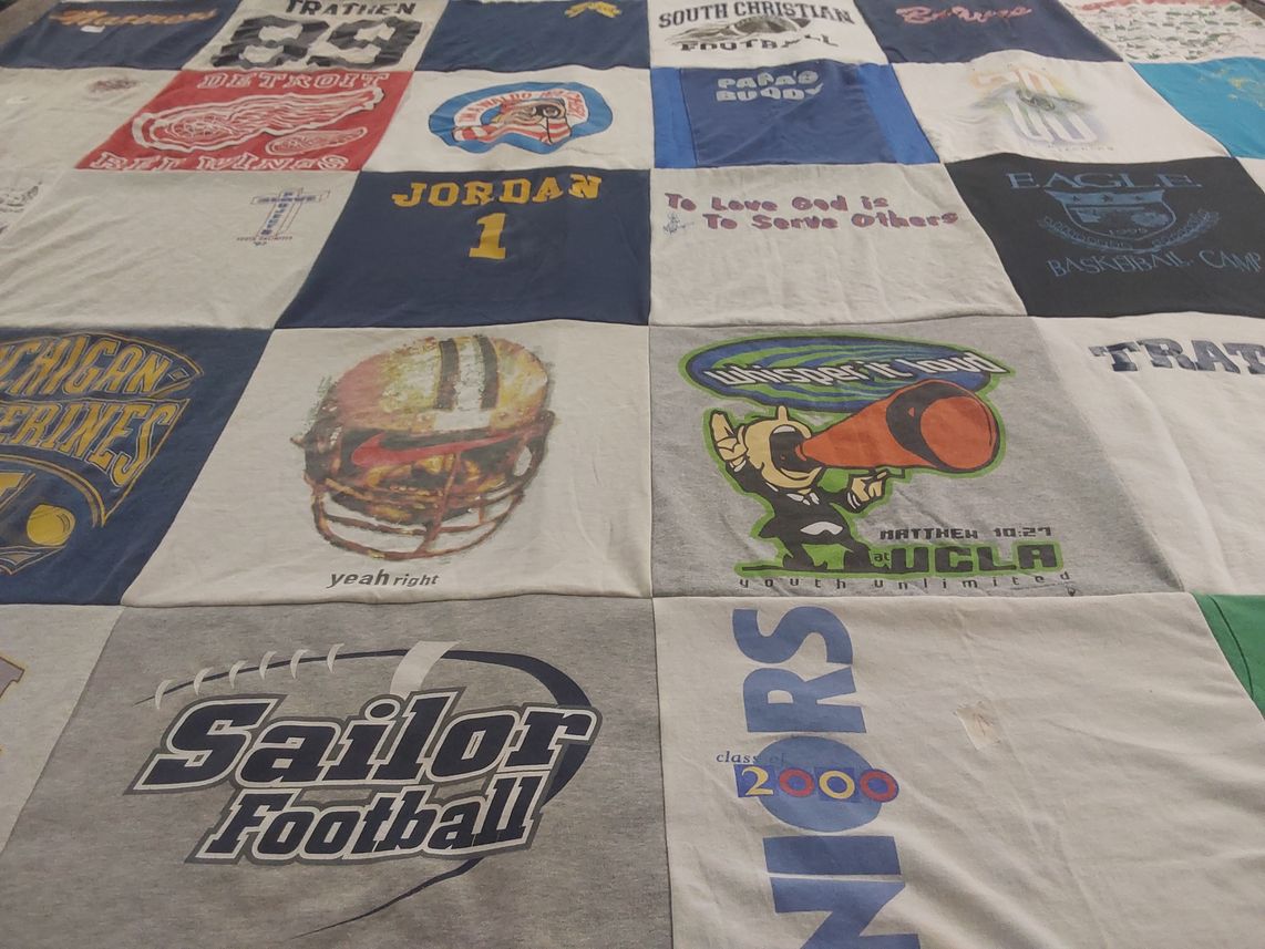 T-shirt quilt featuring sailor football by Patricia from MI