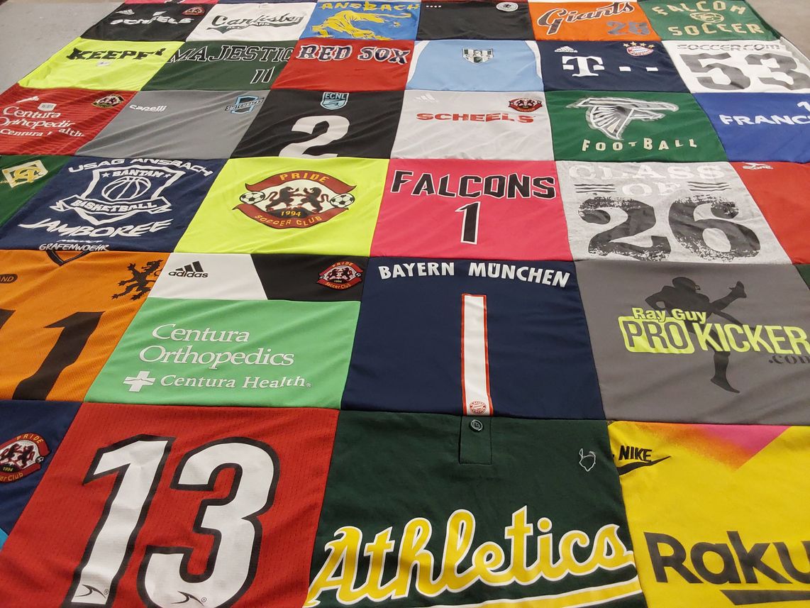 T-shirt quilt featuring bayern münchen, athletics by KRISTIN from CO