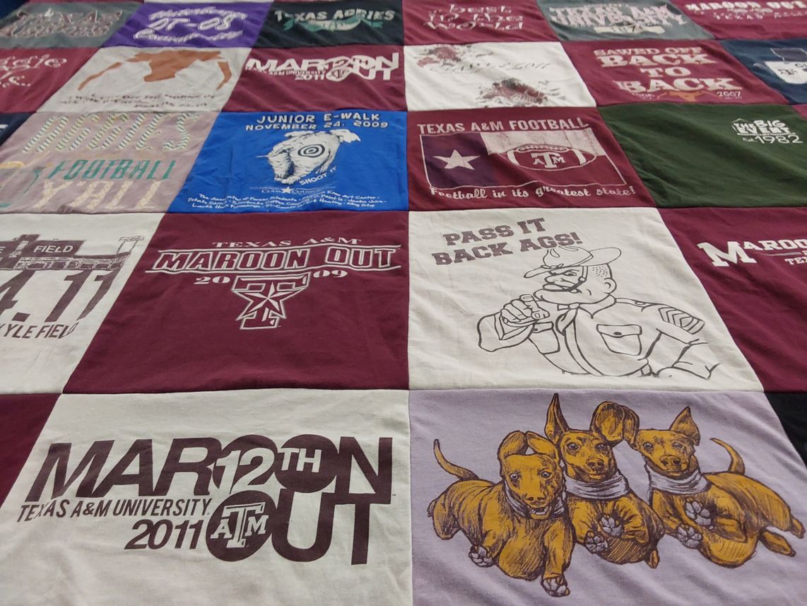 T-shirt quilt featuring texas a&m university football by Natalie from TX