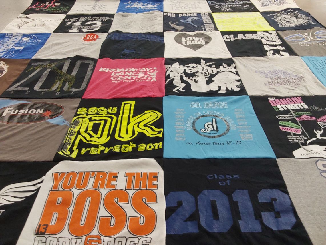 T-shirt quilt with dance, performance themes by Carrie from NM