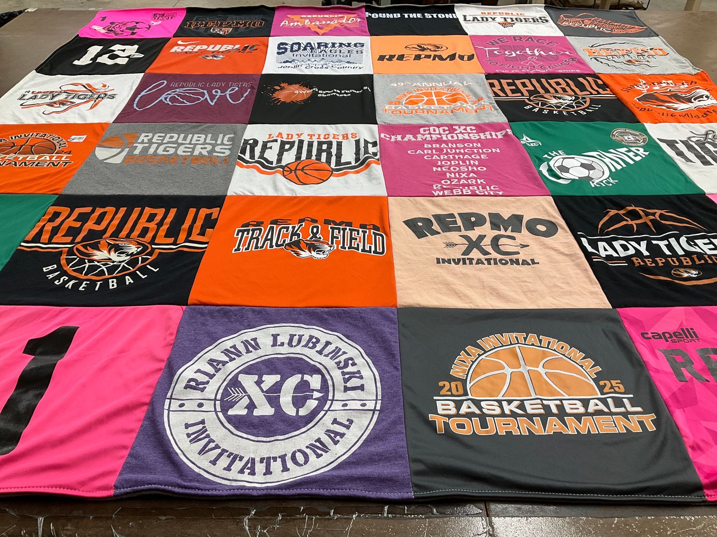 T-shirt quilt featuring republic tigers basketball, repmo xc by Carissa from MO
