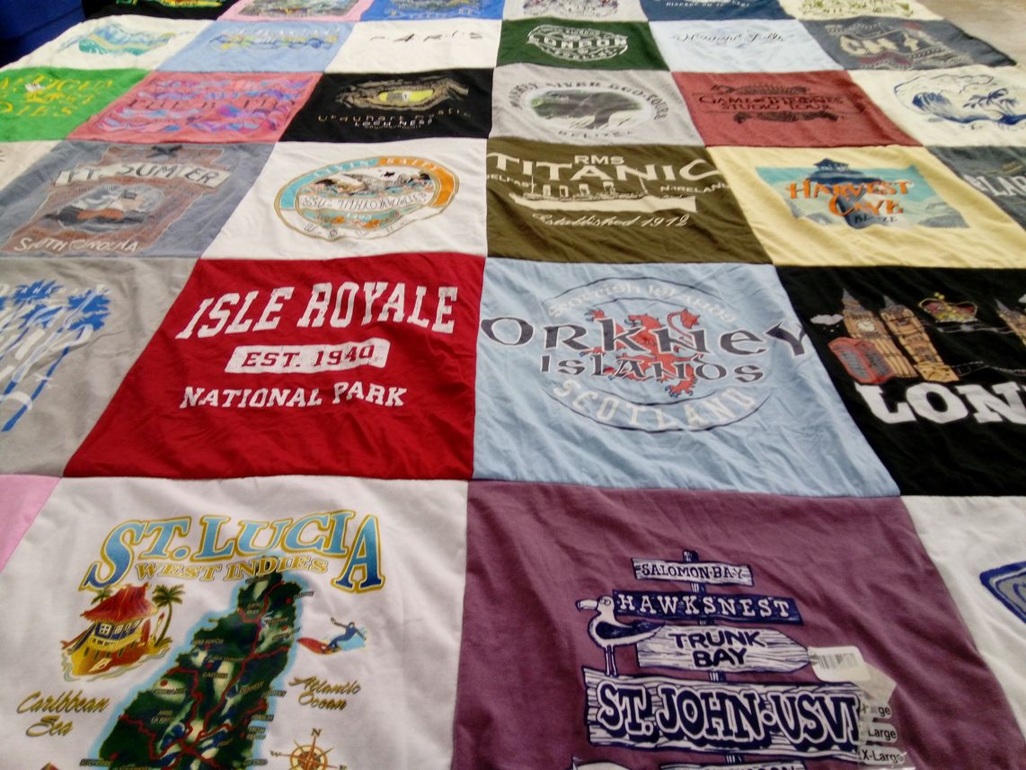 T-shirt quilt with travel, national parks themes by Dixie from IL