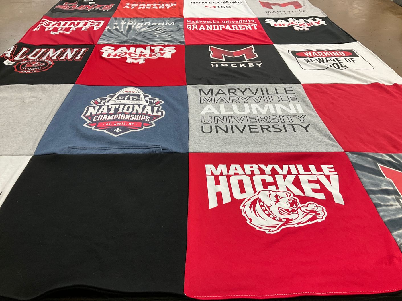 T-shirt quilt featuring maryville hockey, saints hockey by Lauren from CA