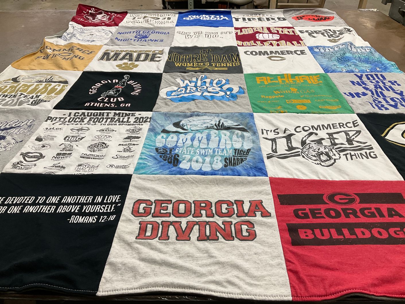 T-shirt quilt featuring commerce high school, georgia bulldogs by Dawn from GA