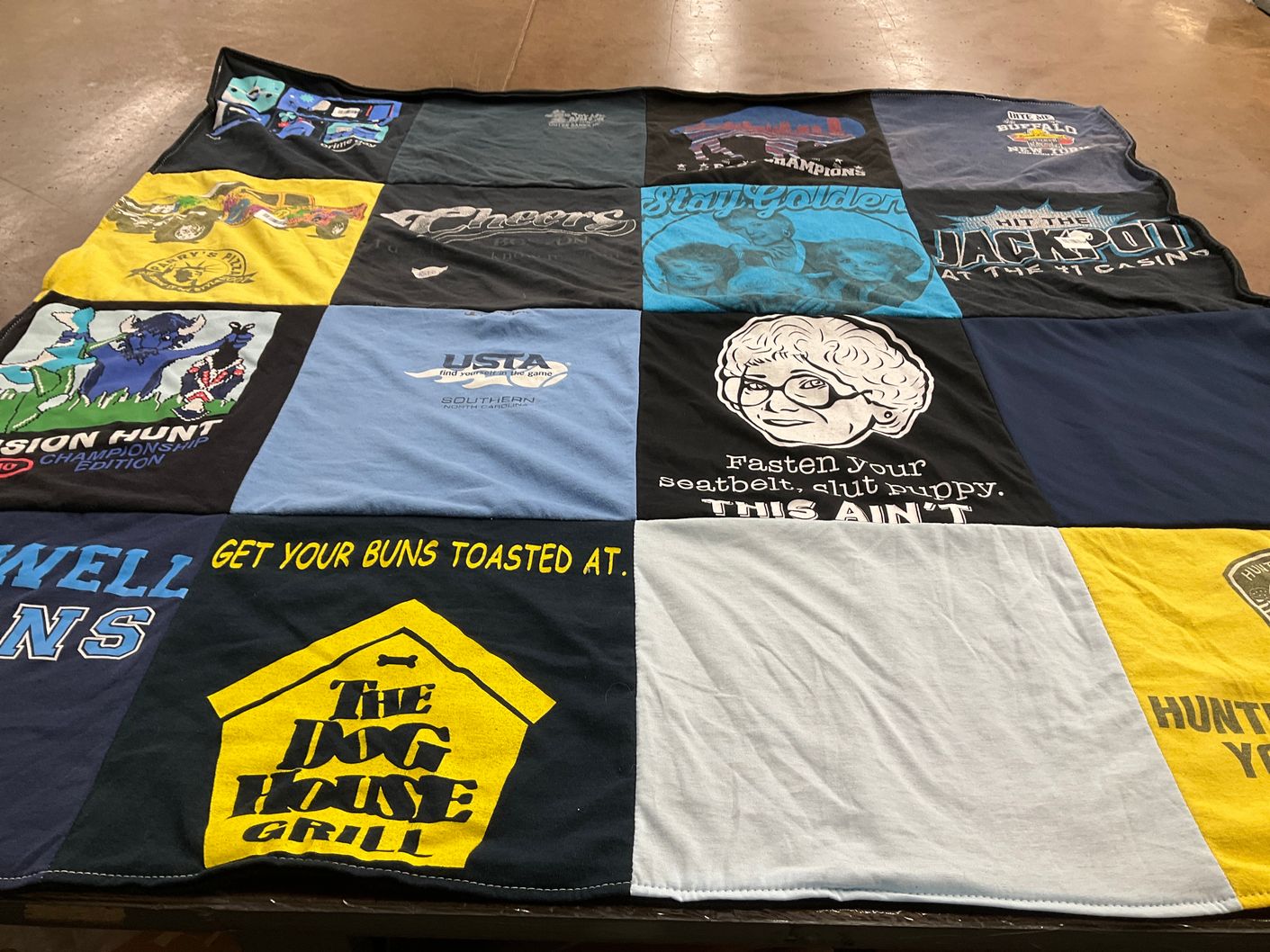 T-shirt quilt featuring lowell lions by Davis from NC