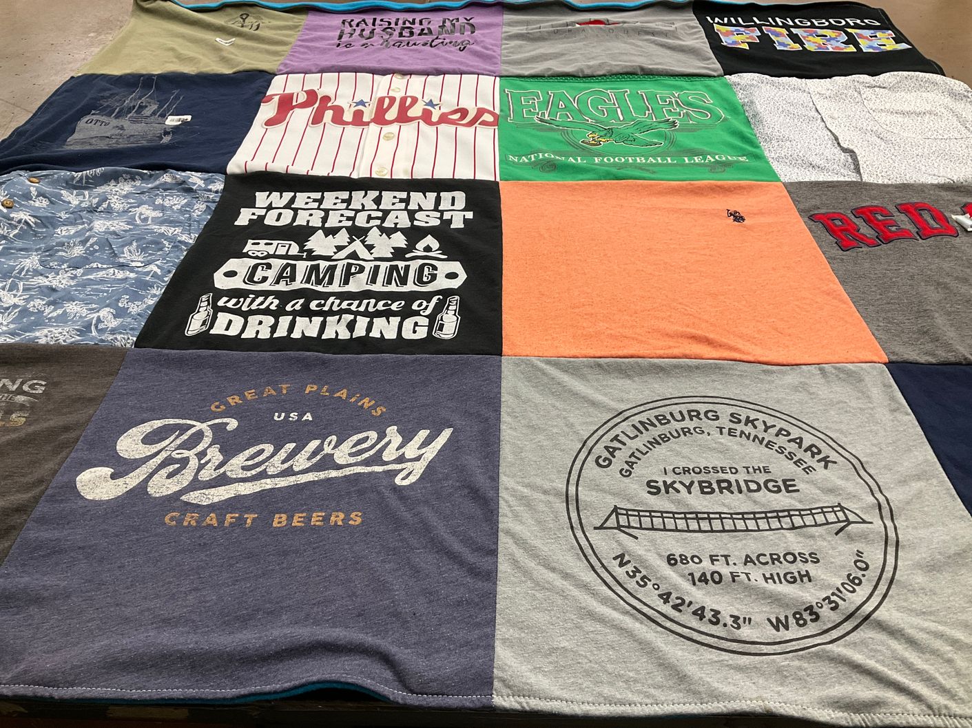 T-shirt quilt featuring philadelphia phillies, philadelphia eagles by Ellen from NJ