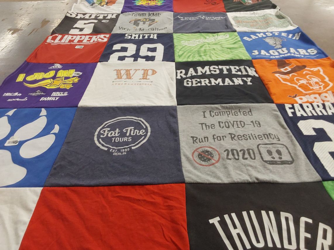 T-shirt quilt from ramstein high school, athens state university by Karen from TN