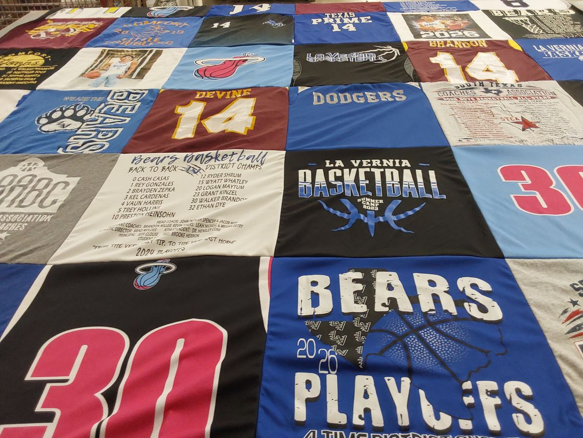 T-shirt quilt featuring la vernia bears by Lana from TX