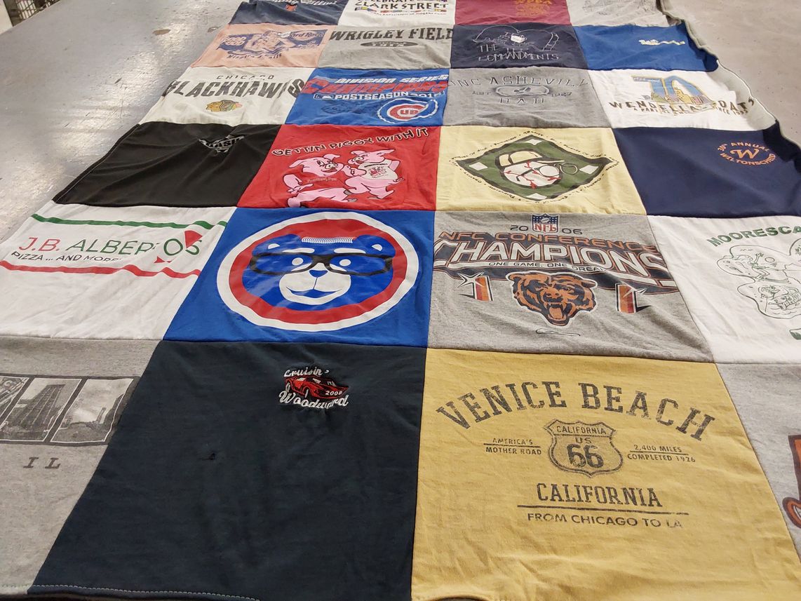 T-shirt quilt featuring chicago blackhawks, chicago bears by Jim and Sandi from IL