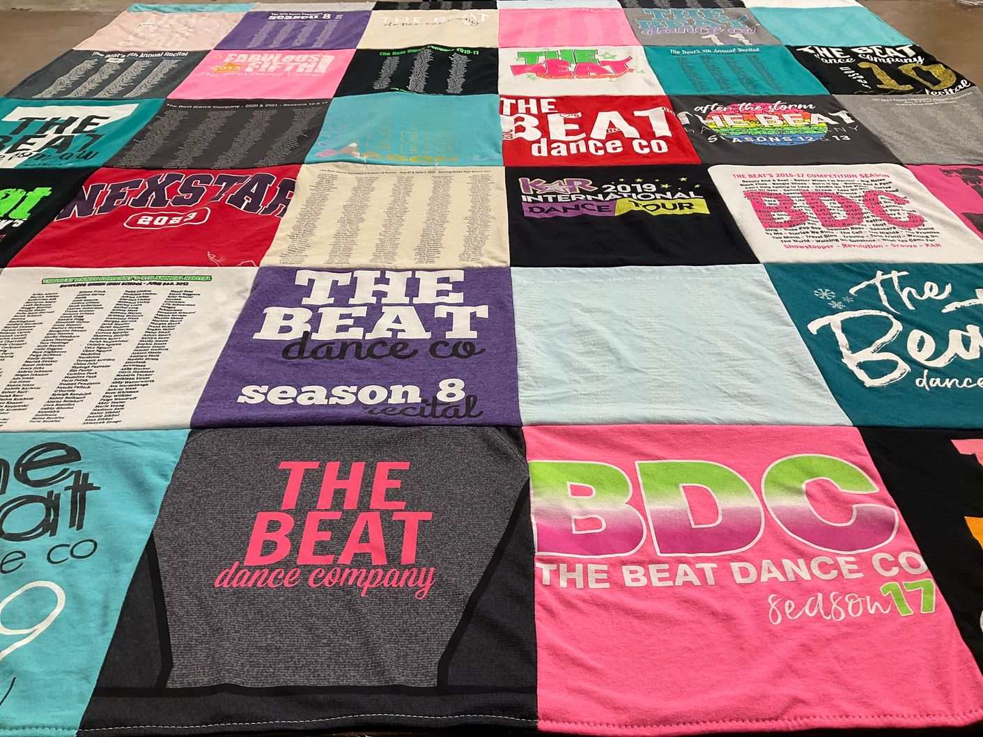T-shirt quilt with dance themes by Megan from OH