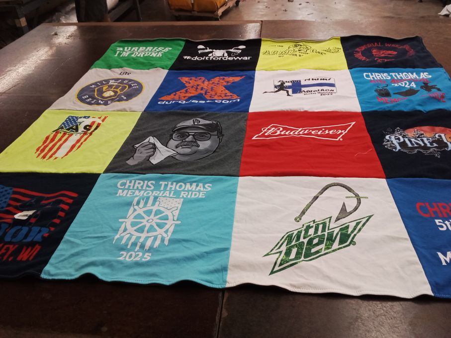 T-shirt quilt with beer, events themes by Susan from WI