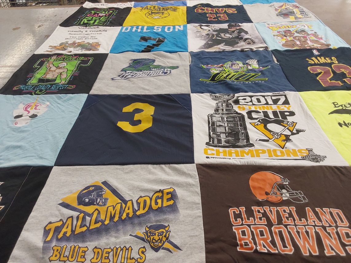 T-shirt quilt featuring pittsburgh penguins, cleveland browns by Pamela from OH