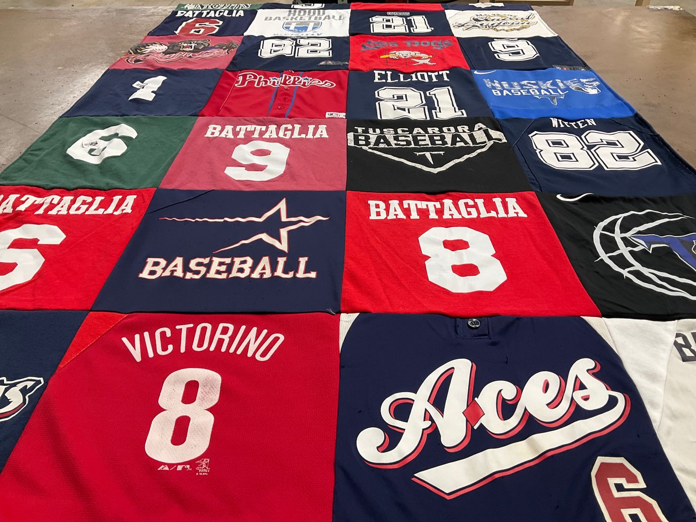 T-shirt quilt featuring huskies baseball, red dogs by CHRISTEN from VA