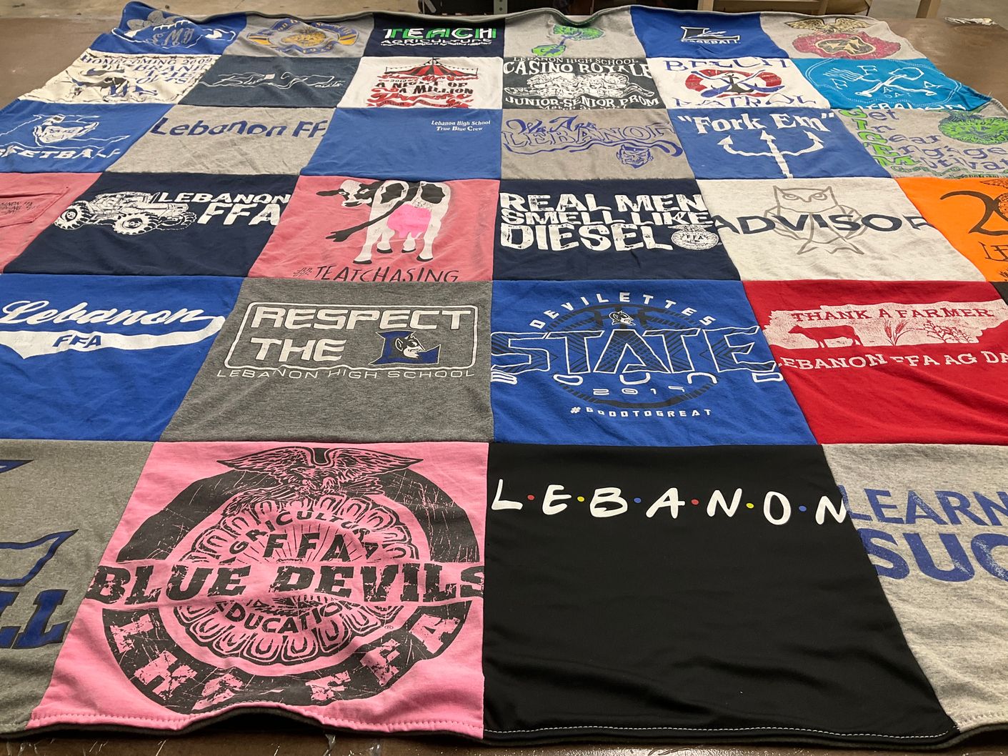 T-shirt quilt featuring lebanon blue devils by Summer from TN