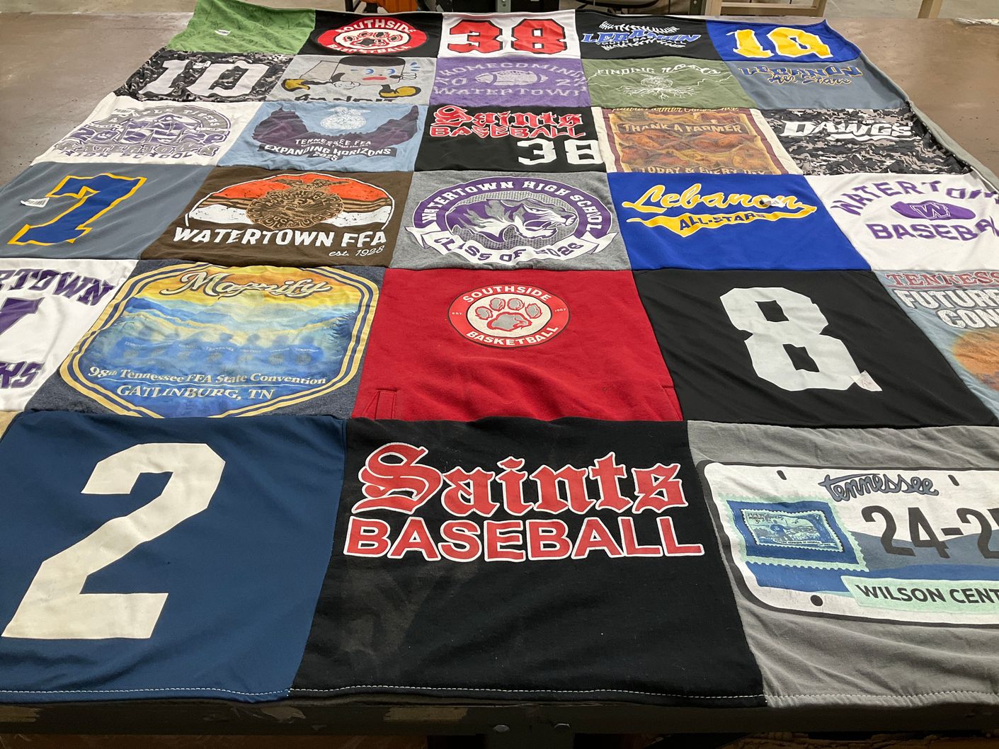 T-shirt quilt featuring watertown high school baseball by Summer from TN