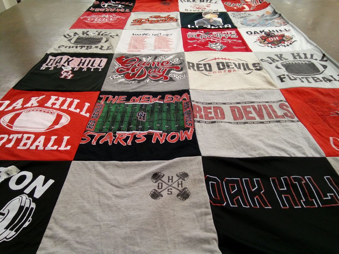 T-shirt quilt featuring oak hill red devils football by Erin from WV