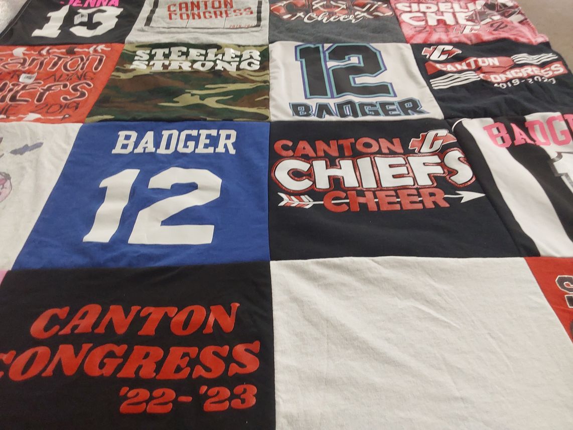 T-shirt quilt featuring canton chiefs by Jenna from MI
