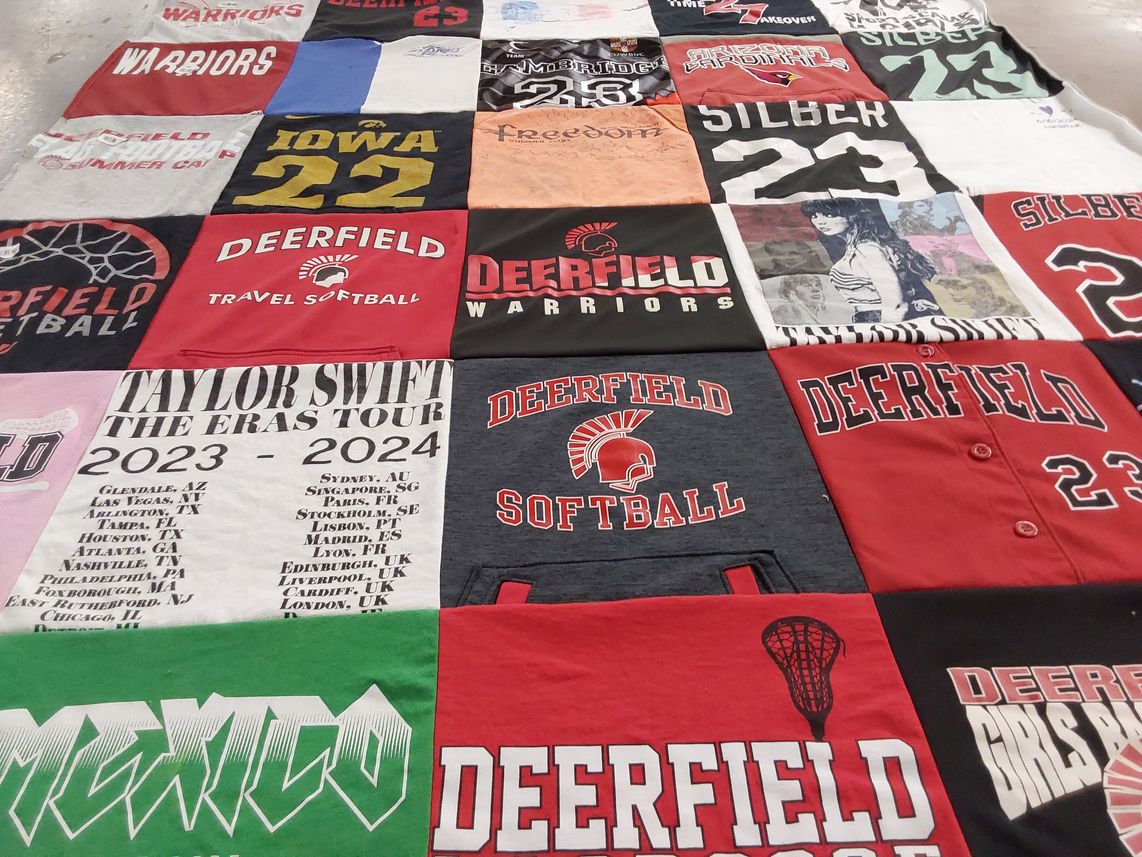 T-shirt quilt featuring deerfield softball, deerfield warriors by Katherine from IL