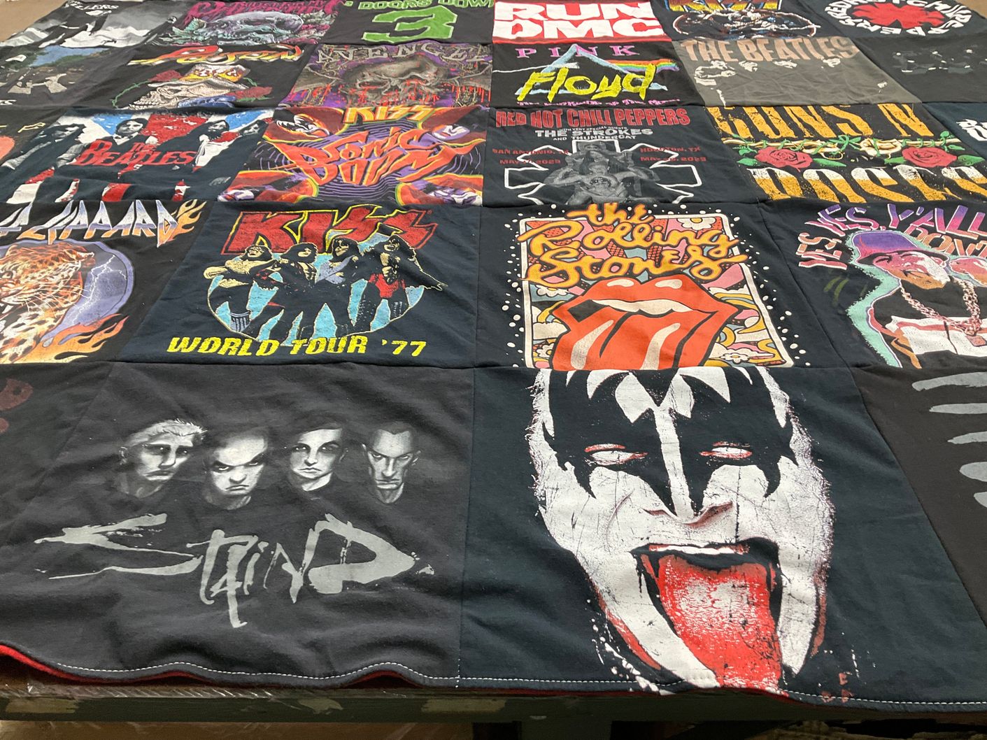 T-shirt quilt with music, rock themes by Francisco from TX