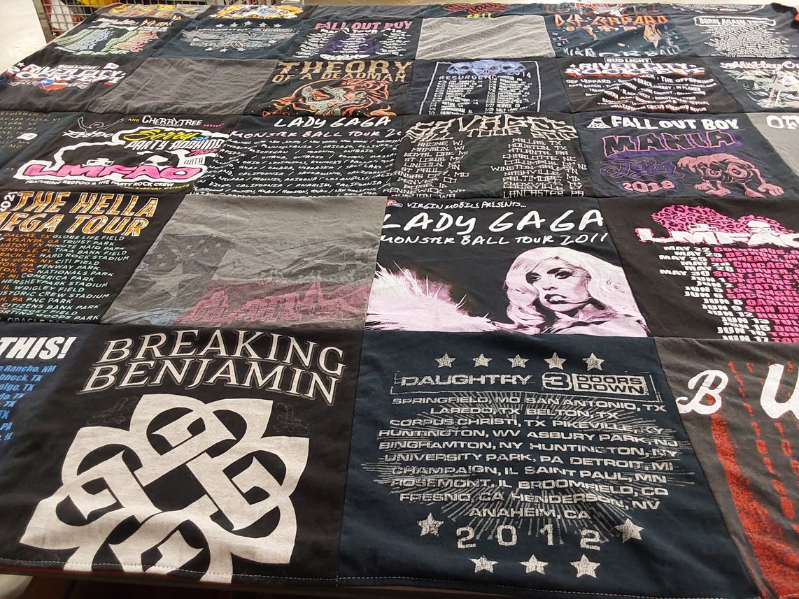 T-shirt quilt with music, concerts themes by Francisco from TX