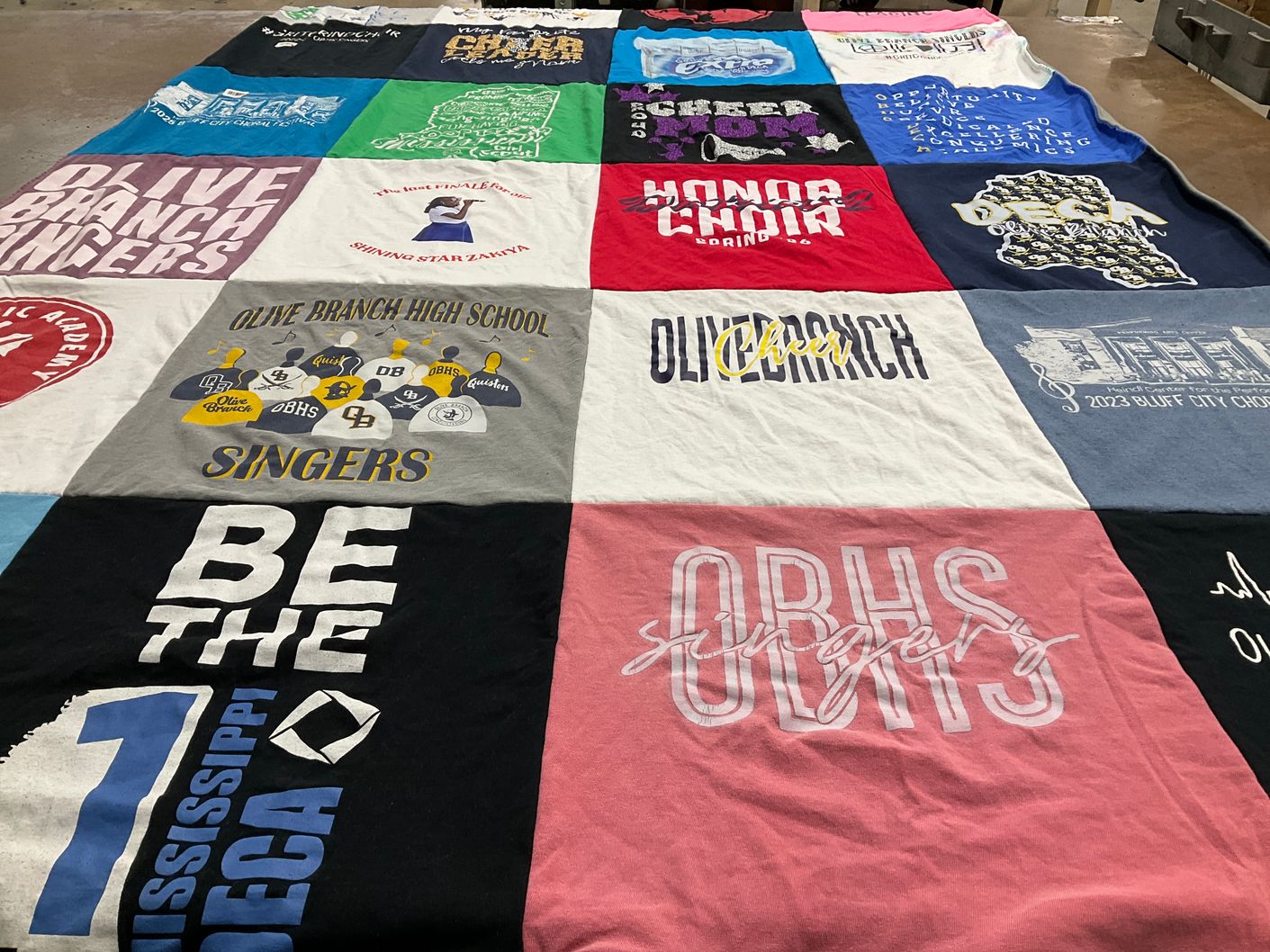 T-shirt quilt from olive branch high school by Nicole from MS
