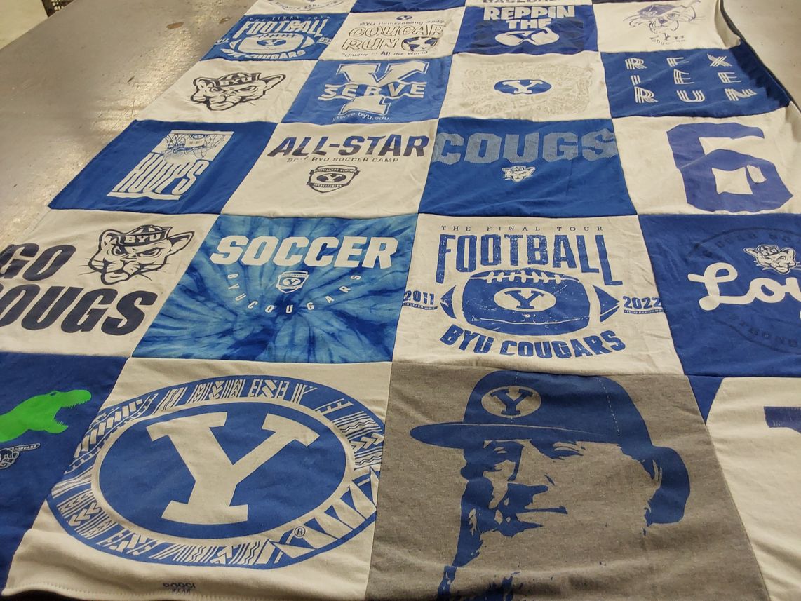 T-shirt quilt featuring byu cougars football, byu cougars soccer by Blake from AZ