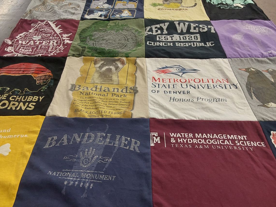 T-shirt quilt from metropolitan state university of denver, texas a&m university by Meaghan from WA